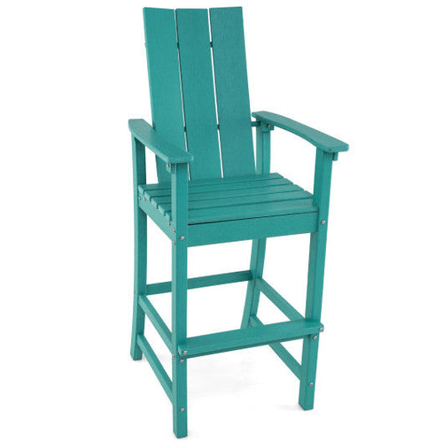Load image into Gallery viewer, Tall Adirondack Chair Outdoor Bar Stool with Ergonomic Backrest for Backyard-Turquoise

