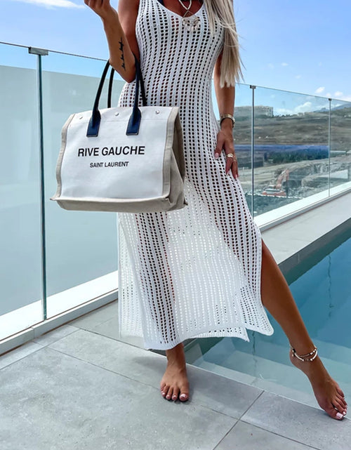 Load image into Gallery viewer, Openwork Slit Cutout Wide Strap Dress
