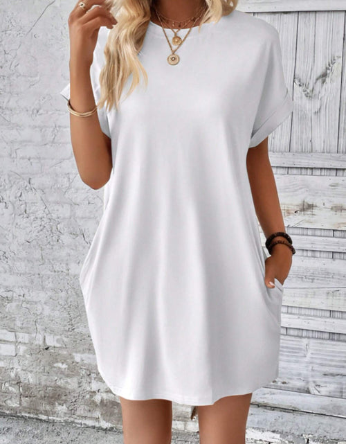 Load image into Gallery viewer, Round Neck Short Sleeve Mini Tee Dress with Pockets
