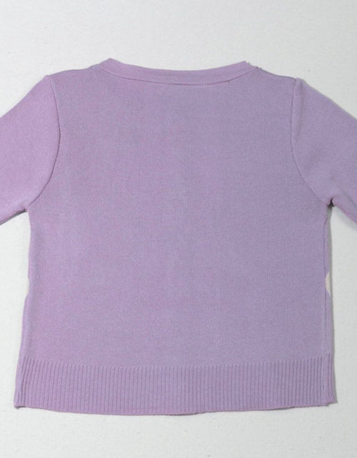 Load image into Gallery viewer, Argyle Round Neck Ribbed Trim Cardigan
