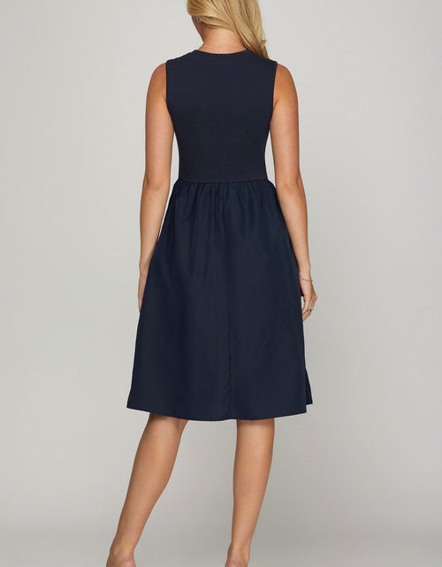 Load image into Gallery viewer, She + Sky Full Size Sleeveless Poplin Woven Midi Dress with Pockets Plus Size
