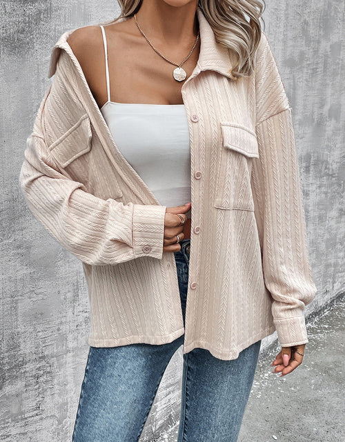Load image into Gallery viewer, Pocketed Button Up Dropped Shoulder Jacket
