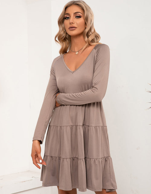 Load image into Gallery viewer, Ivy Lane V-Neck Long Sleeve Tiered Dress

