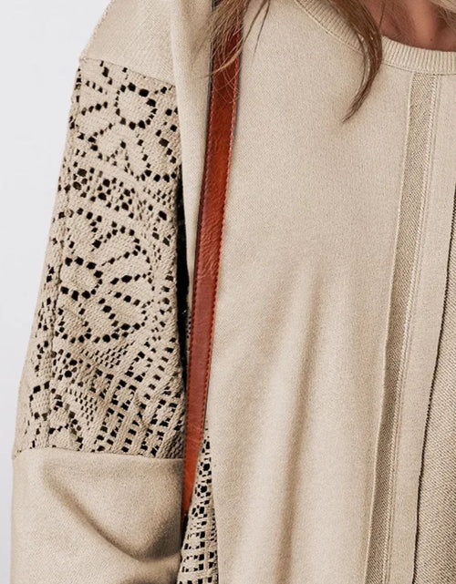 Load image into Gallery viewer, Openwork Round Neck Long Sleeve Sweatshirt
