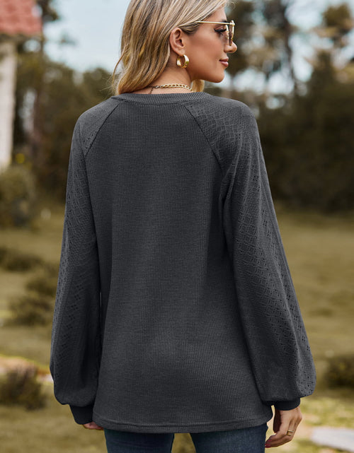 Load image into Gallery viewer, Notched Neck Raglan Sleeve Blouse
