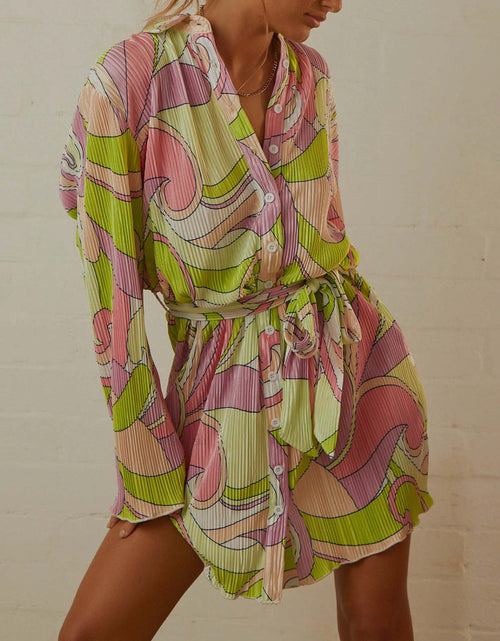 Load image into Gallery viewer, Tied Button Up Long Sleeve Dress
