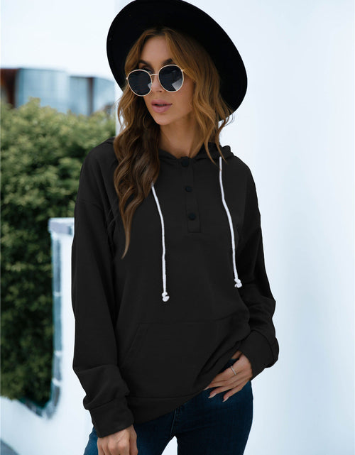 Load image into Gallery viewer, Quarter Snap Drawstring Hoodie with Kangaroo Pocket
