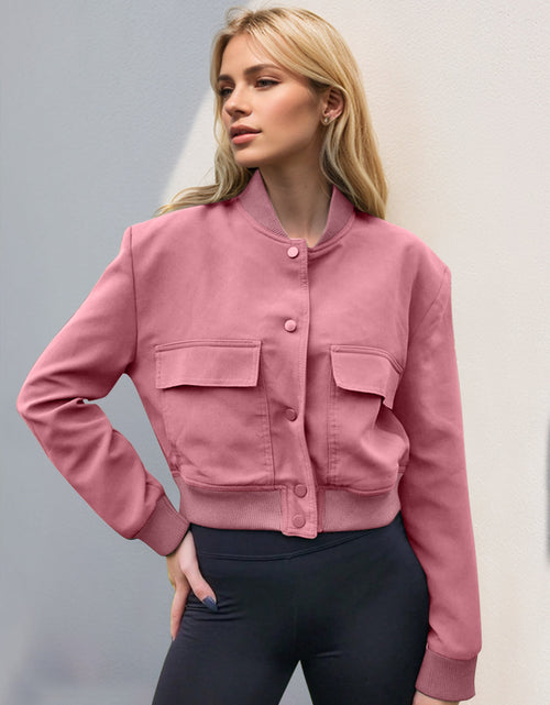 Load image into Gallery viewer, Pocketed Snap Down Baseball Collar Jacket
