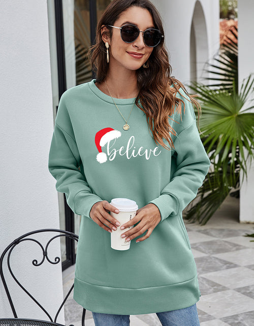 Load image into Gallery viewer, BELIEVE Graphic Tunic Sweatshirt
