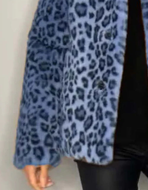 Load image into Gallery viewer, Full Size Leopard Furry Collared Neck Long Sleeve Coat
