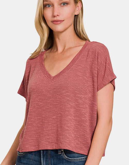 Load image into Gallery viewer, Zenana V-Neck Short Sleeve Crop T-Shirt
