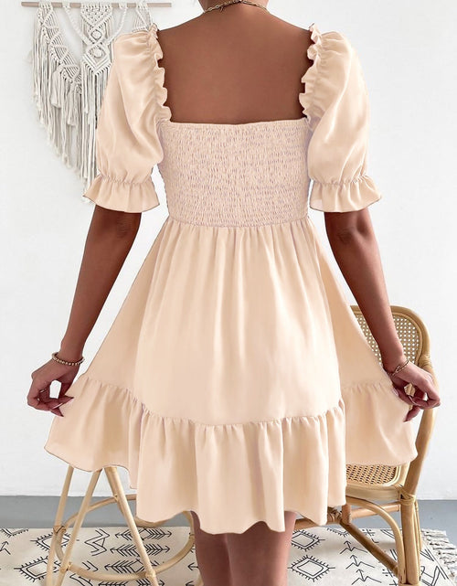 Load image into Gallery viewer, Smocked Square Neck Short Sleeve Dress
