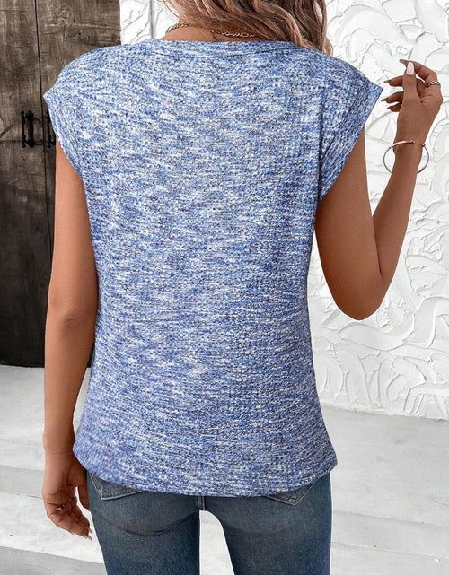 Load image into Gallery viewer, Heathered Round Neck Cap Sleeve T-Shirt
