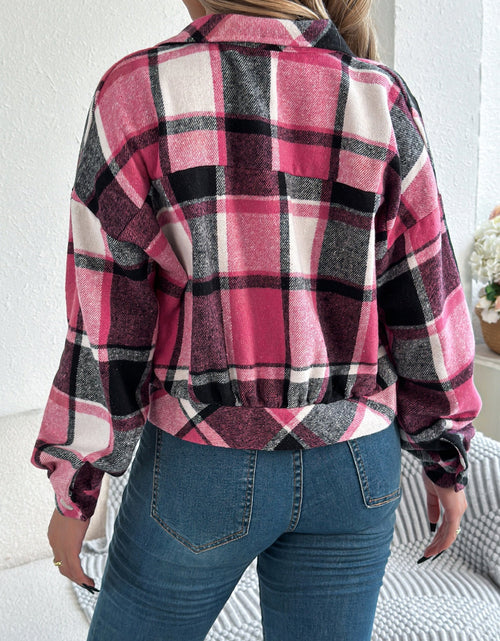 Load image into Gallery viewer, Plaid Button Up Long Sleeve Jacket
