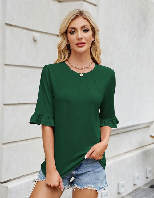 Load image into Gallery viewer, Florira Round Neck Ruffled Half Sleeve T-Shirt
