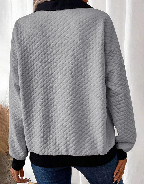 Load image into Gallery viewer, Texture Quarter Button Long Sleeve Sweatshirt
