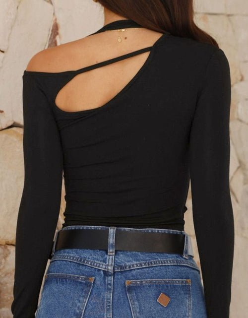 Load image into Gallery viewer, Cutout Asymmetrical Neck Long Sleeve T-Shirt
