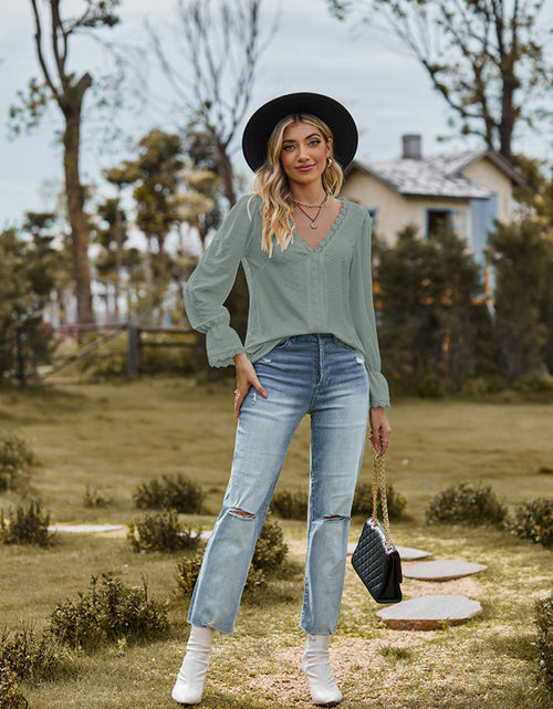 Load image into Gallery viewer, V-Neck Flounce Sleeve Blouse
