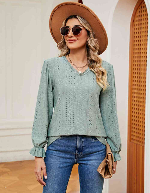 Load image into Gallery viewer, V-Neck Flounce Sleeve Blouse
