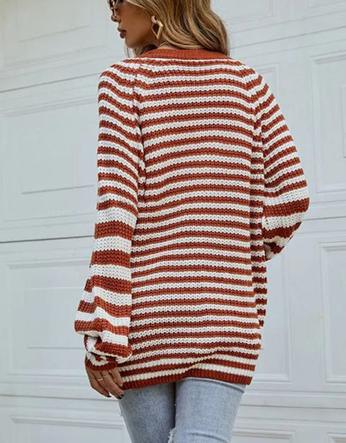 Load image into Gallery viewer, Striped Button Down Long Sleeve Cardigan
