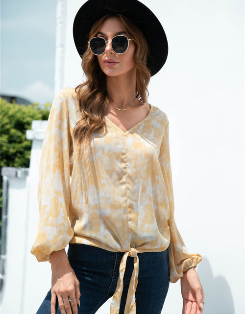 Load image into Gallery viewer, Tie-Dye Tied Balloon Sleeve Blouse
