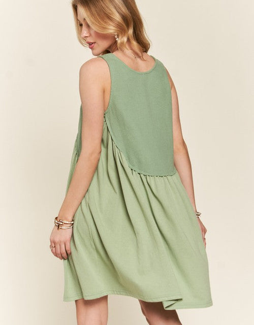 Load image into Gallery viewer, ADORA Decorative Button Sleeveless Babydoll Dress
