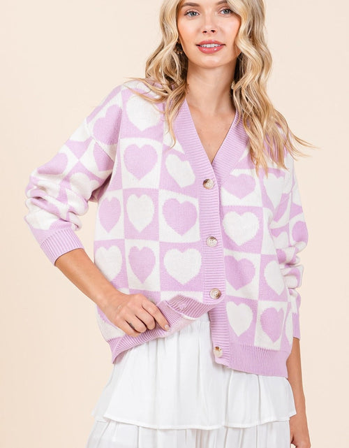 Load image into Gallery viewer, Mittoshop Checkered Heart Button Down Cardigan
