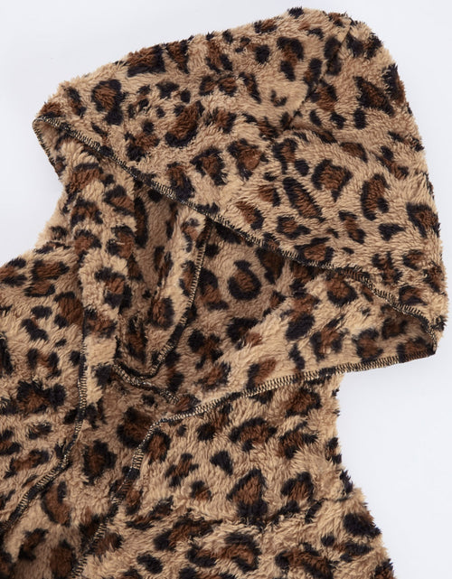 Load image into Gallery viewer, Fuzzy Leopard Long Sleeve Hooded Jacket
