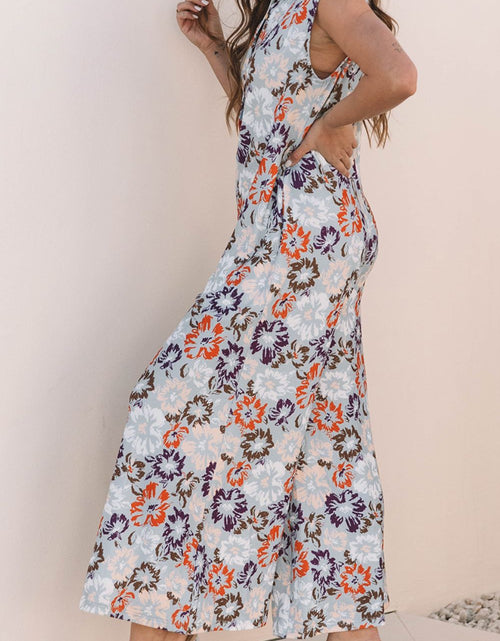 Load image into Gallery viewer, Floral Sleeveless Button Front Wide Leg Jumpsuit
