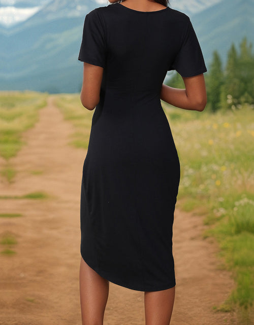 Load image into Gallery viewer, Perfee Ruched Surplice Short Sleeve Dress
