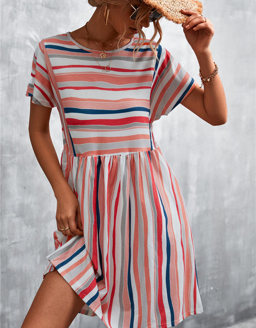 Load image into Gallery viewer, Striped Round Neck Dress
