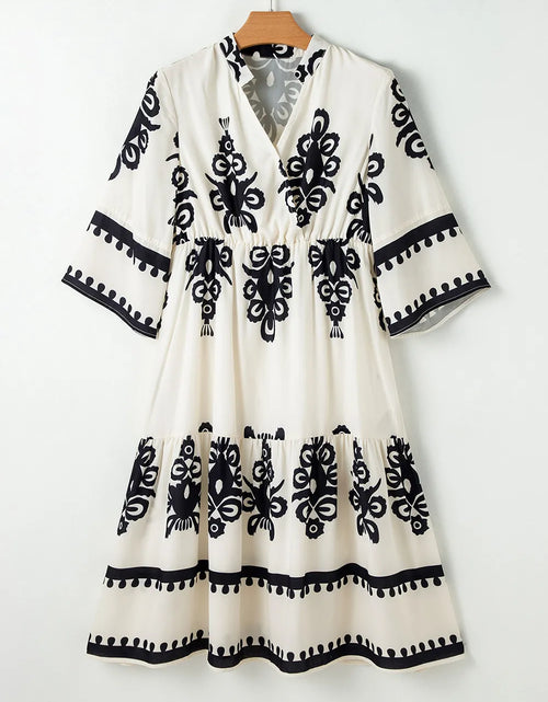 Load image into Gallery viewer, Printed Half Sleeve Knee Length Dress
