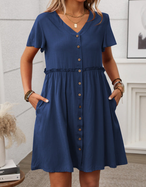 Load image into Gallery viewer, Button Front Flutter Sleeve Dress
