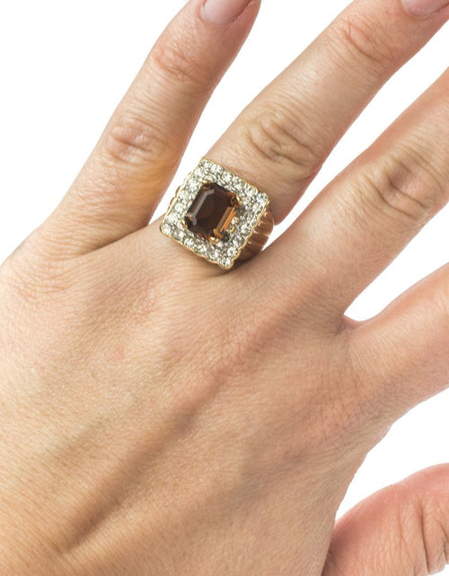 Load image into Gallery viewer, Vintage Austrian Crystal Cocktail Ring 18k Yellow or White Gold Electroplated Women's Birthstne RingMade in USA by PVD Vintage Jewelry
