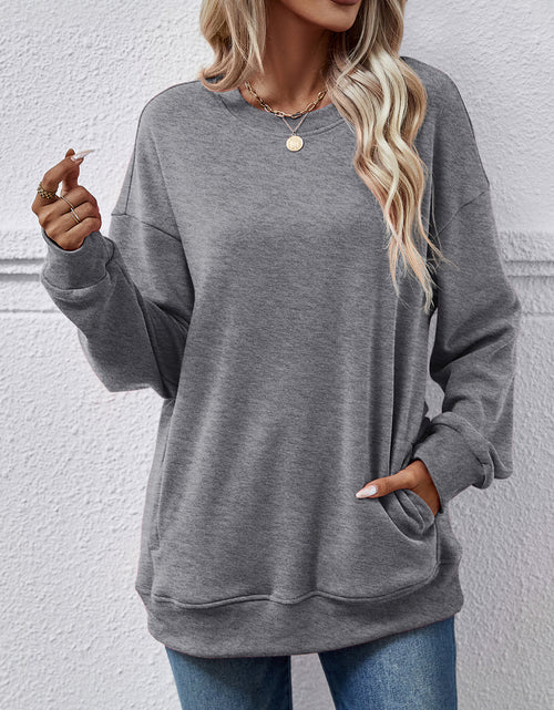 Load image into Gallery viewer, Dropped Shoulder Sweatshirt with Pockets
