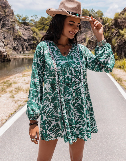 Load image into Gallery viewer, Long Sleeve V-Neck Mini Dress
