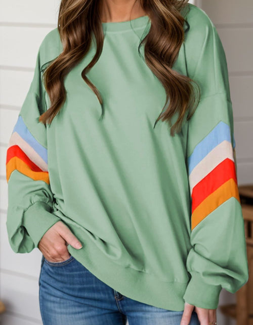 Load image into Gallery viewer, Contrast Round Neck Long Sleeve Sweatshirt
