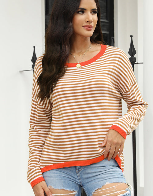 Load image into Gallery viewer, Striped Round Neck Drop Shoulder T-Shirt
