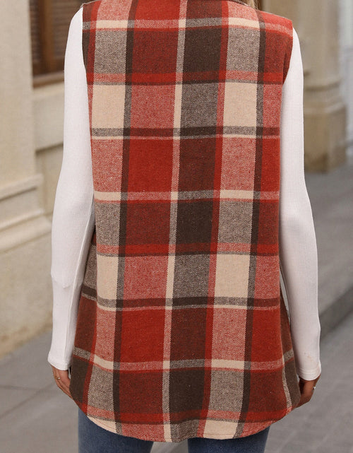 Load image into Gallery viewer, Plaid Button Up Vest Coat
