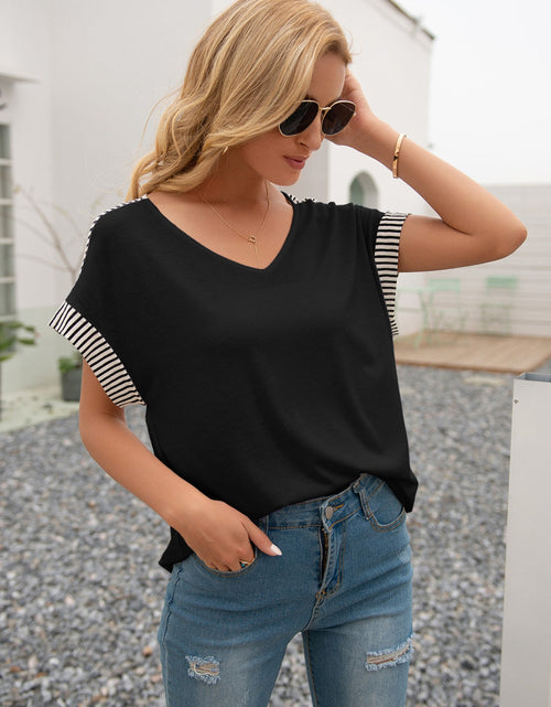 Load image into Gallery viewer, Ivy Lane Striped V-Neck Short Sleeve T-Shirt
