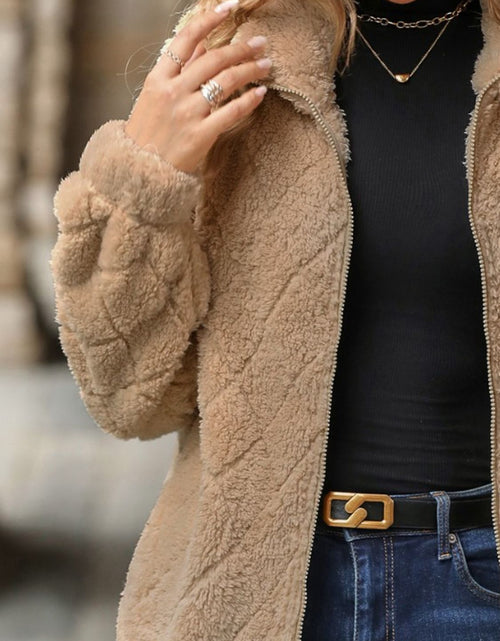 Load image into Gallery viewer, Fuzzy Pocketed Zip Up Jacket
