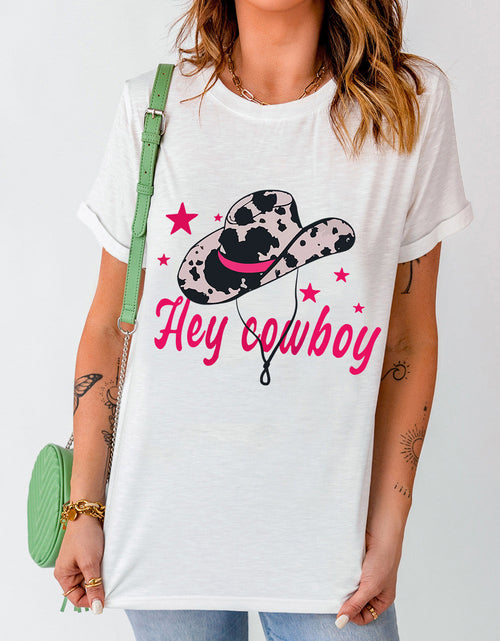 Load image into Gallery viewer, Graphic Round Neck Short Sleeve T-Shirt
