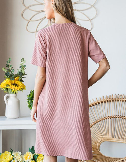 Load image into Gallery viewer, Heimish Full Size Solid Ribbed Mini Dress with Button Plus Size
