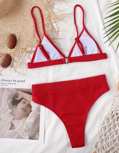 Load image into Gallery viewer, Spaghetti Strap Ribbed Bikini Set
