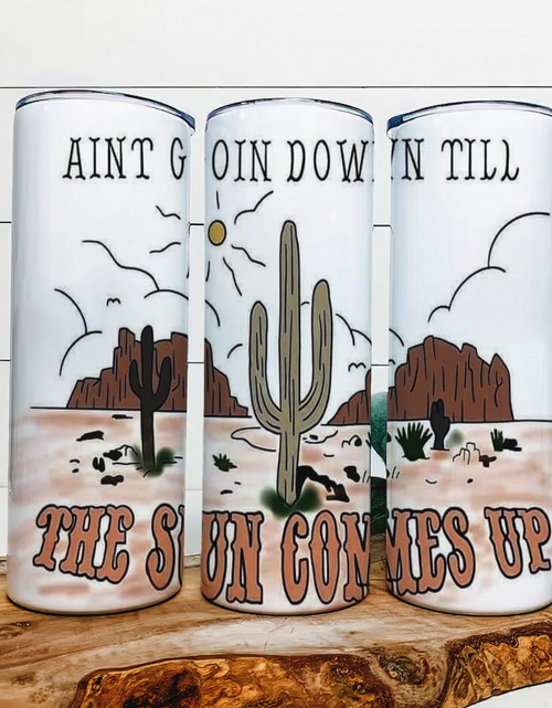 Load image into Gallery viewer, Ain't Goin Down Till The Sun Comes Up|Skinny Tumbler|Optional Bluetooth Speaker| Speaker Color Varies by Rowdy Ridge Co
