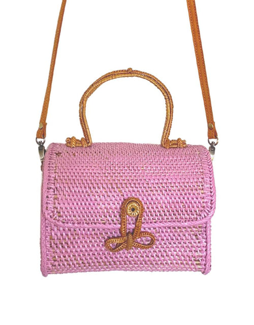Load image into Gallery viewer, ALICE RATTAN HANDBAG IN PINK by POPPY + SAGE
