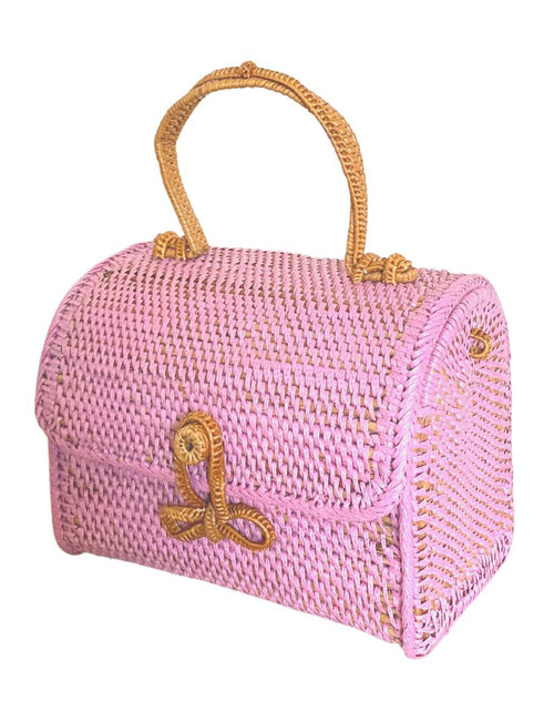 Load image into Gallery viewer, ALICE RATTAN HANDBAG IN PINK by POPPY + SAGE
