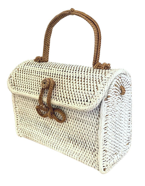 Load image into Gallery viewer, ALICE RATTAN HANDBAG IN WHITE by POPPY + SAGE
