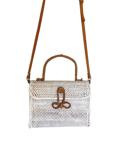 Load image into Gallery viewer, ALICE RATTAN HANDBAG IN WHITE by POPPY + SAGE
