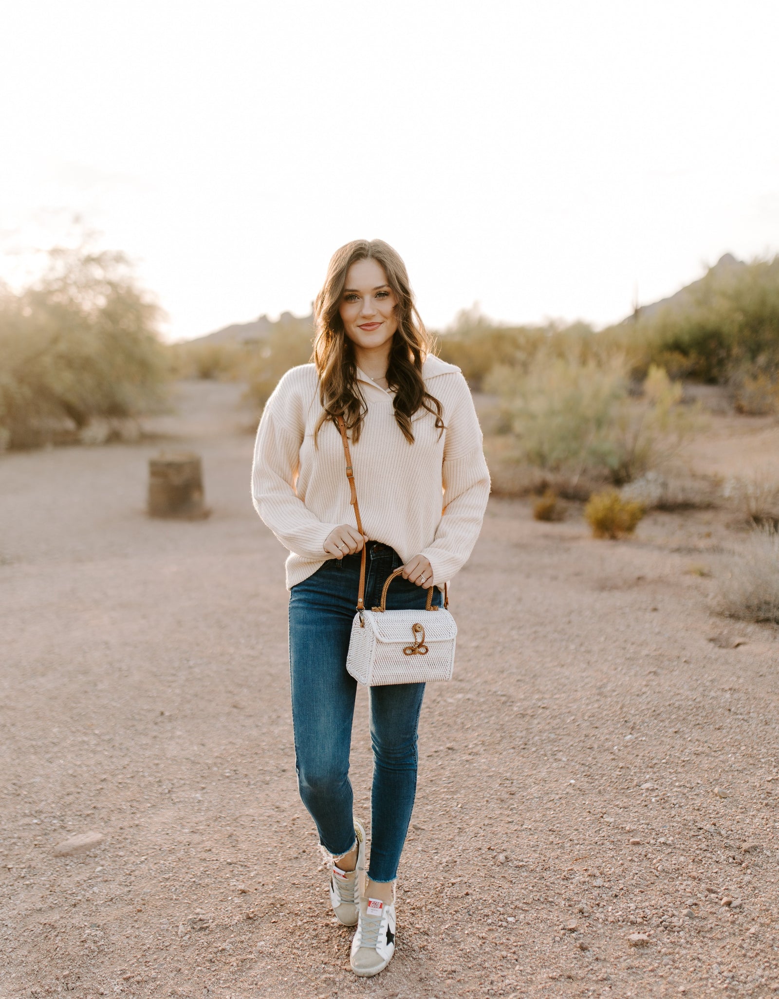 ALICE RATTAN HANDBAG IN WHITE by POPPY + SAGE
